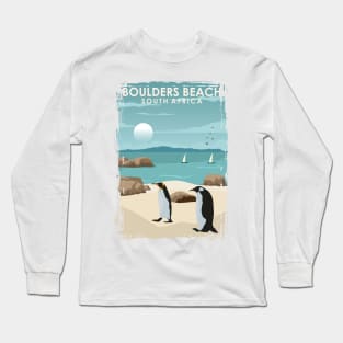 Boulders Beach South Africa Penguin Beach Poster Art Print Long Sleeve T-Shirt